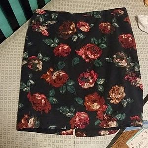 Navy Floral Pencil Skirt